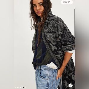 Free People We the Free London Fog Jacquard Shirt NWT